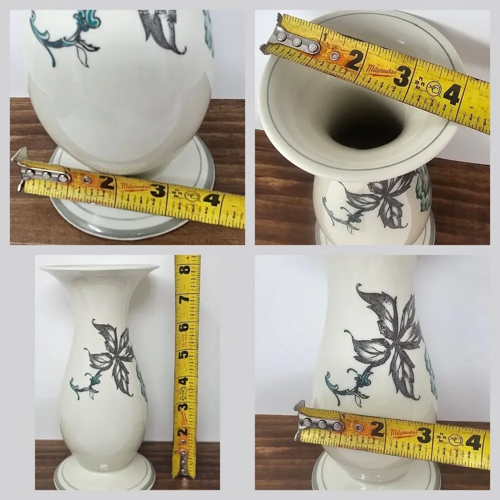 Vintage Schaubach Kunst Floral Tapered Hand Painted Vase Germany 8